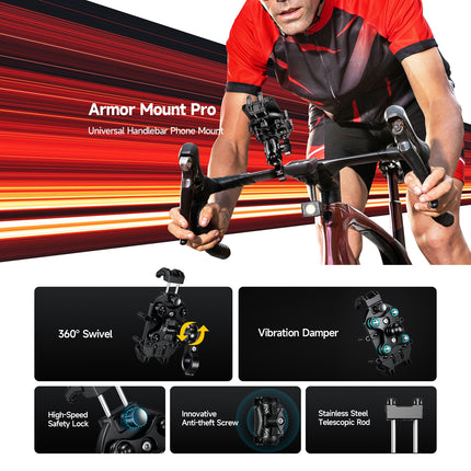 Ulefone Armor Mount Pro AM01 Soporte Universal para Teléfono Bicicleta 5.4-7.2 Pulgadas Rotación 360° Negro