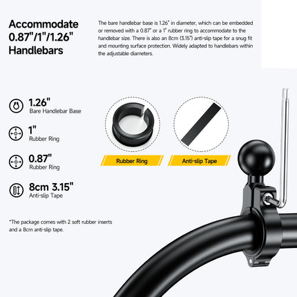 Ulefone Armor Mount Pro AM01 Soporte Universal para Teléfono Bicicleta 5.4-7.2 Pulgadas Rotación 360° Negro