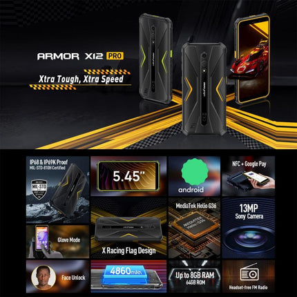 Ulefone Armor X12 Pro Teléfono IP68 4G Android 13 Rojo
