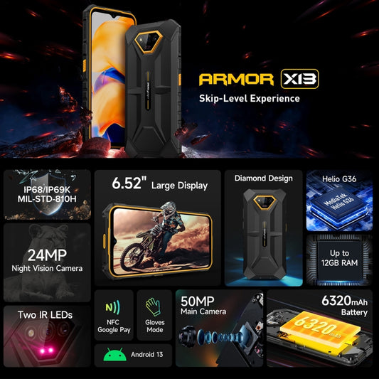 Ulefone Armor X13 Teléfono 6GB64GB 4G IP68 Resistente by Ulefone