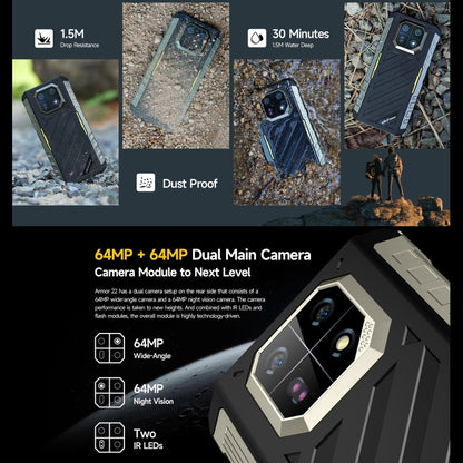 Ulefone Armor 22 Teléfono Resistente IP68 8GB+128GB NFC 4G by Ulefone