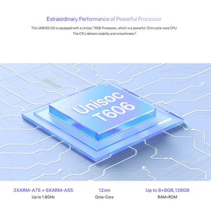 UMIDIGI G5 Smartphone 8GB+128GB 6.6in Android 13 4G Desbloqueo Facial AI