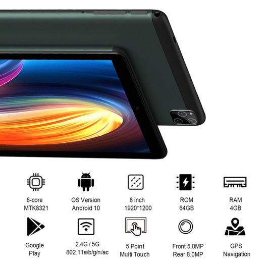 BDF P8 3G Llamada telefónica Tablet PC 8.0 pulgadas, Android 10.0 MTK8321 Octa Core, Soporte Dual SIM, Enchufe de la UE, MTK8321 4GB+64GB