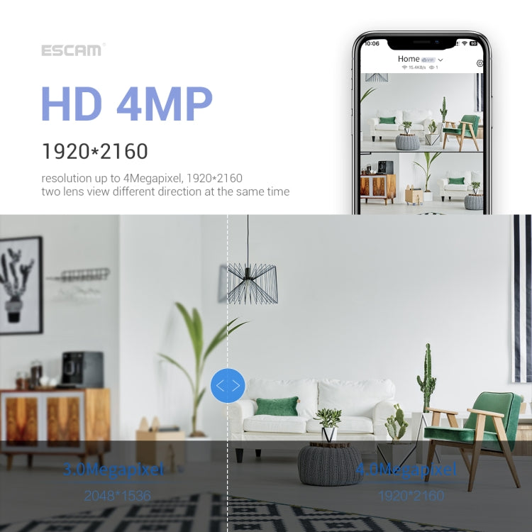 ESCAM PT212 4MP Cámara WiFi Perro Robot Doble Lente