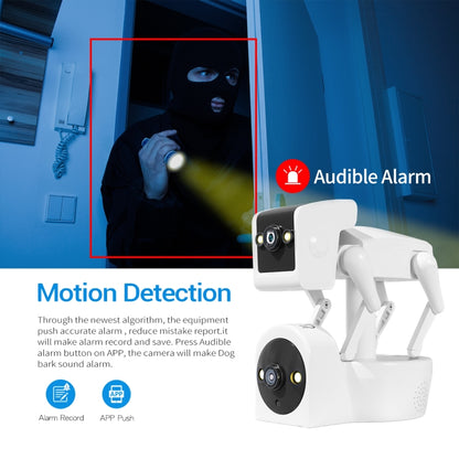 ESCAM PT212 4MP Cámara WiFi Perro Robot Doble Lente