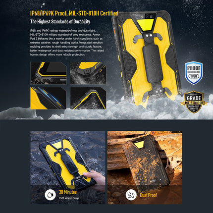 Ulefone Armor Pad 2 Tablet Rugged 11" 16GB RAM 256GB Android 13