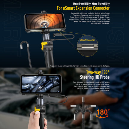 Ulefone uSmart E03 Endoscopio giratorio IP67 cámara 1MP cable 1m negro