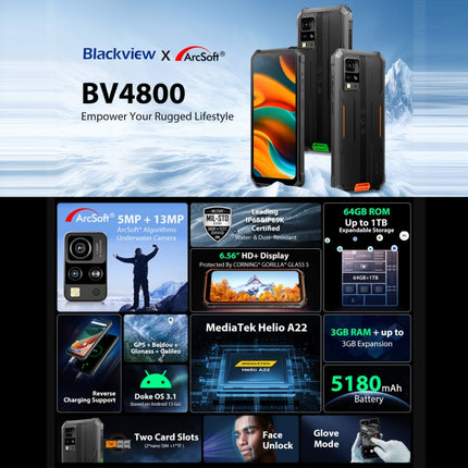 Blackview BV4800 Smartphone 12GB+512GB Rugged IP68 IP69K Android 13 GO