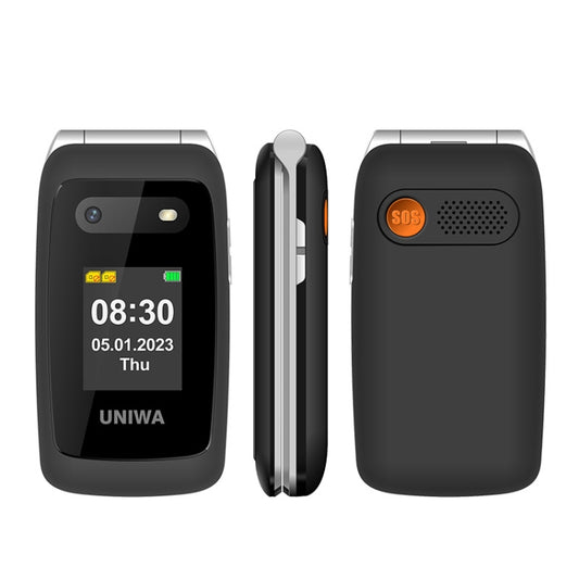 Teléfono UNIWA V202T 4G Flip Style, 2,4 pulgadas Unisoc T107 Cat.1, SOS, FM, tarjetas SIM duales, 21 teclas
