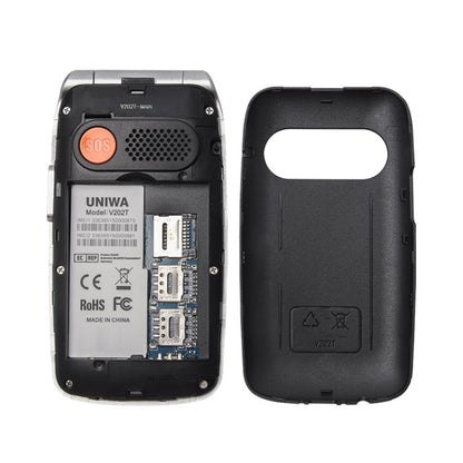Teléfono UNIWA V202T 4G Flip Style, 2,4 pulgadas Unisoc T107 Cat.1, SOS, FM, tarjetas SIM duales, 21 teclas