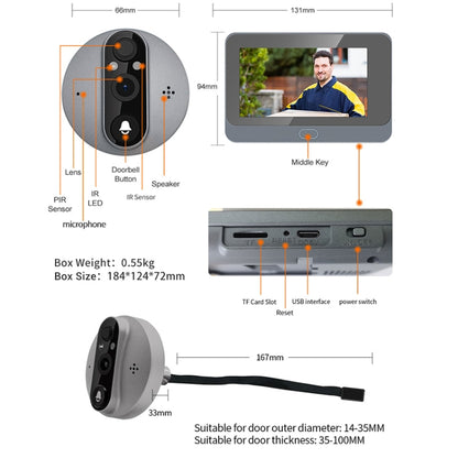 ESCAM C87 Visor Puerta Digital 1080P WiFi Videoportero