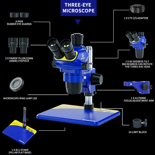 OptiMicros Microscopio Estéreo Trinocular Rotación 360