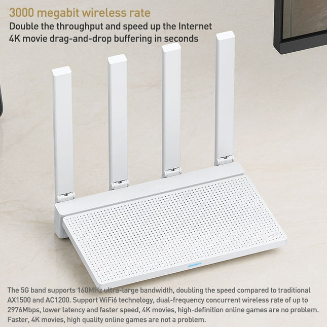 Xiaomi AX3000T Router Doble Banda 2.4GHz 5GHz CPU 1.3GHz NFC Blanco US Plug