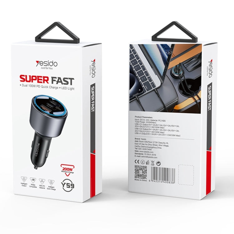 Cargador De Teléfono Para Coche Yesido Y59 200W USB-C 5A