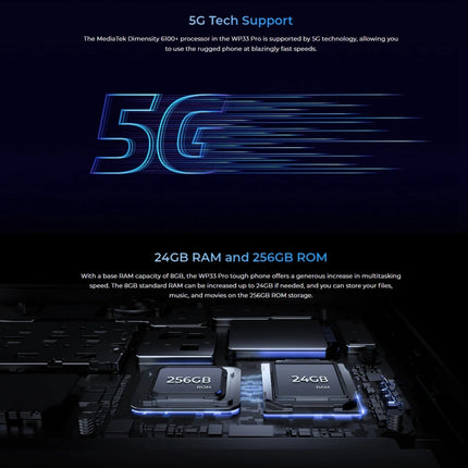 Oukitel WP33 Pro Rugged Teléfono 12GB+256GB 5G 22000mAh by OUKITEL