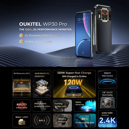 Oukitel WP30 Pro Smartphone 12GB+512GB 5G Batería 11000mAh by OUKITEL