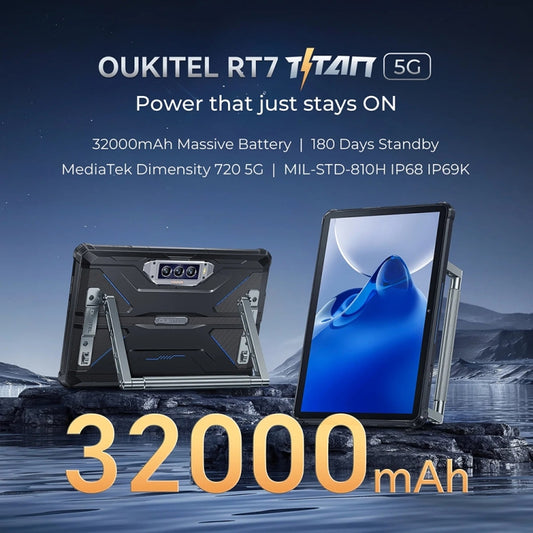 OUKITEL RT7 TITAN 5G Network IP68/IP69K Tableta robusta, 10,1 pulgadas Android 13 MediaTek Dimensity 720 Octa Core compatible con Dual SIM, enchufe de la UE, RT7 5G 12GB+256GB