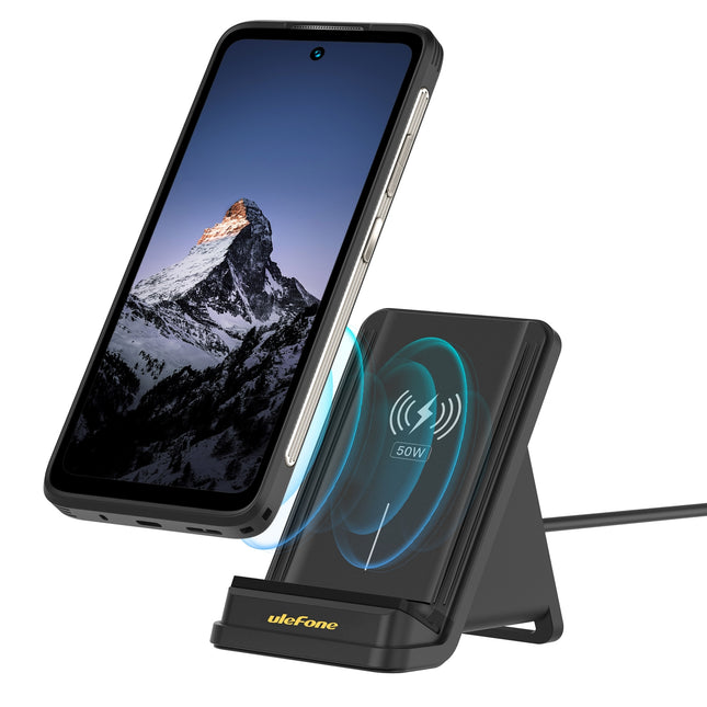 Ulefone WCS01 Base de carga inalámbrica vertical 50W con doble bobina y refrigeración por aire