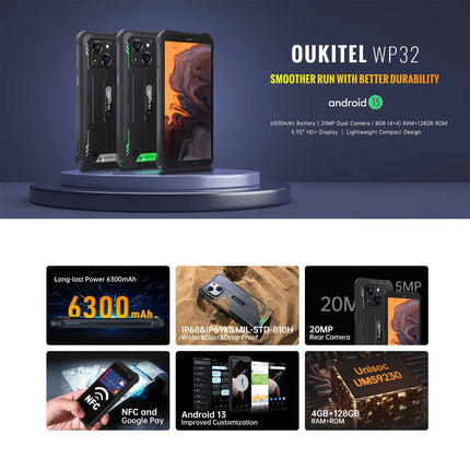Oukitel WP32 4GB 128GB IP68 6300mAh 5.93 pulgadas Android 13