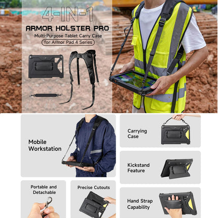 Funda para Tablet Ulefone Armor Pad 4 en 1 con Correa Ajustable y Soporte Integrado Negra
