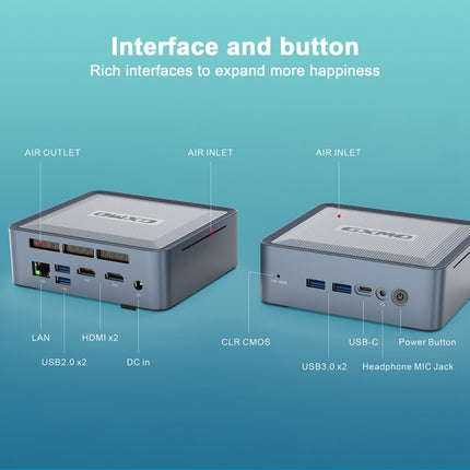 GXMO U58 Mini PC 16GB+512GB 8 Core Ryzen 7 5800U WiFi6E