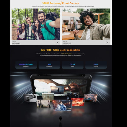 HOTWAV W11 Smartphone 12GB+256GB 4G 6,6 Pulgadas Android 13 Visión Nocturna