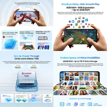 Blackview COLOR 8 Smartphone 8GB+128GB 4G Biometría