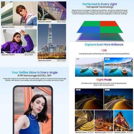 Blackview COLOR 8 Smartphone 8GB+128GB 4G Biometría