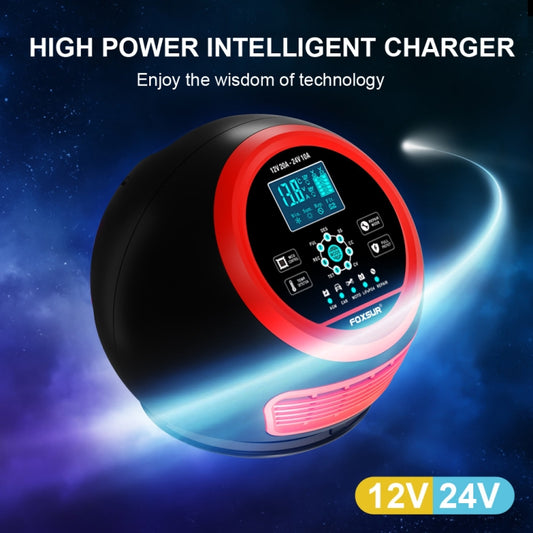 FOXSUR 20A 12V 24V Cargador De Batería Inteligente 7 Etapas