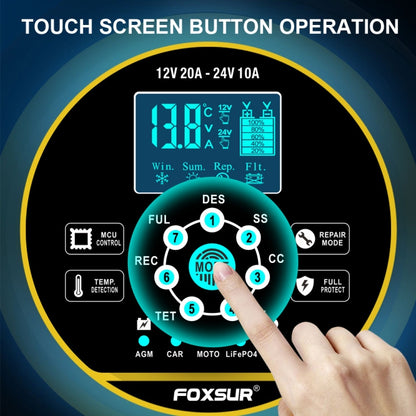 FOXSUR 20A 12V 24V Cargador De Batería Inteligente 7 Etapas