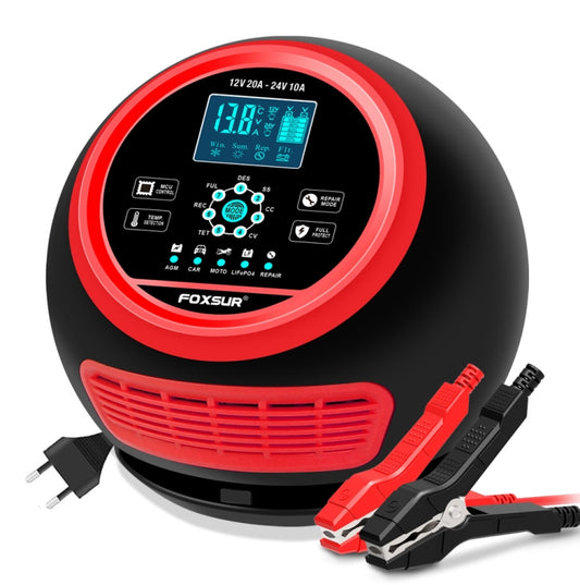 FOXSUR 20A 12V 24V Cargador De Batería Inteligente 7 Etapas