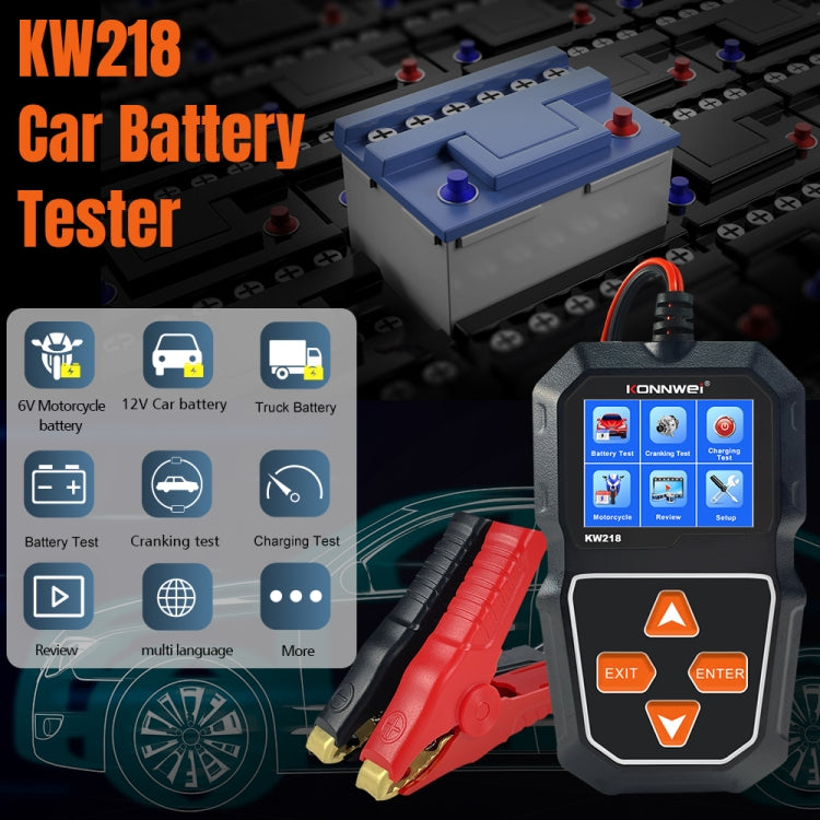 KONNWEI KW218 Probador De Batería Automóvil Pantalla 2,4