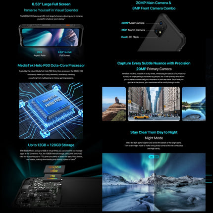 UMIDIGI BISON X20 Smartphone 6GB+128GB Android 13 4G Desbloqueo Facial AI