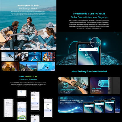 UMIDIGI BISON X20 Smartphone 6GB+128GB Android 13 4G Desbloqueo Facial AI