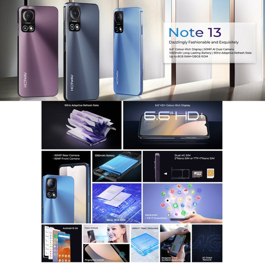 Hotwav Note 13 Smartphone 6.6 4G 4GB+128GB Huella Lateral by HOTWAV
