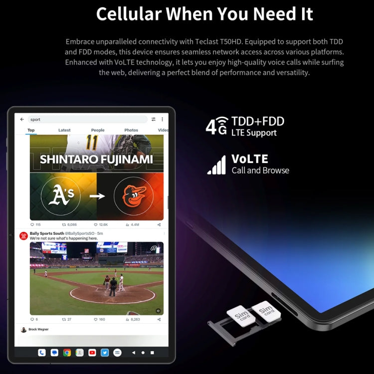 Tablet PC Teclast T50HD de 11 pulgadas, Android 14 Unisoc T606 Octa Core, 4G LTE Dual SIM, T50HD