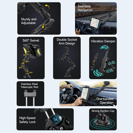 Ulefone UAN02 Armor Mount Max Soporte para Teléfono y Tablet para Coche Ajustable 142.5-217.5mm Negro
