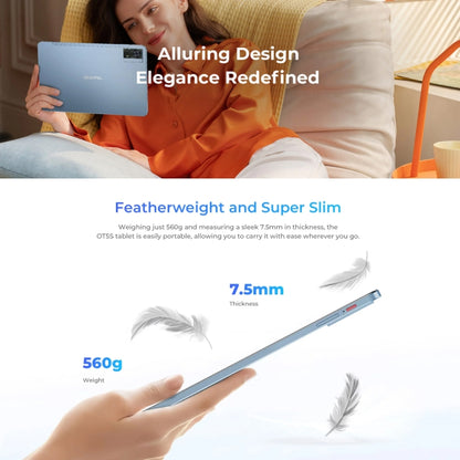 Tableta OUKITEL OT5S de 12 pulgadas con pantalla 2.4K, Android 14 Unisoc Tiger T606 Octa Core, compatible con red Dual SIM 4G, enchufe de la UE, 6GB+256GB, OT5S