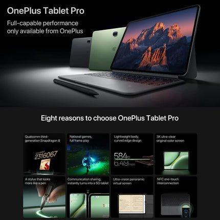 OnePlus Pad Pro Tablet PC 12.1" 8GB 256GB ColorOS 14.1 Verde