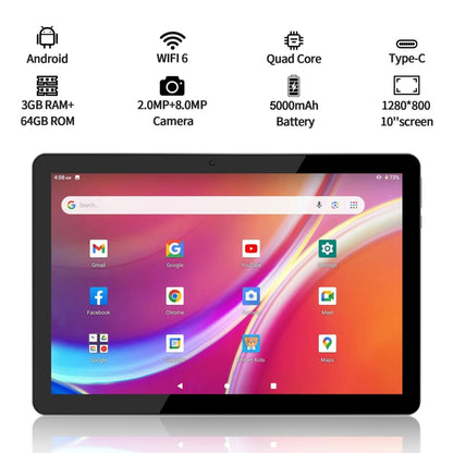 Tableta VASOUN M30A WiFi de 10,1 pulgadas, CPU de cuatro núcleos Android 13 RK3562, versión global con Google Play, M30A