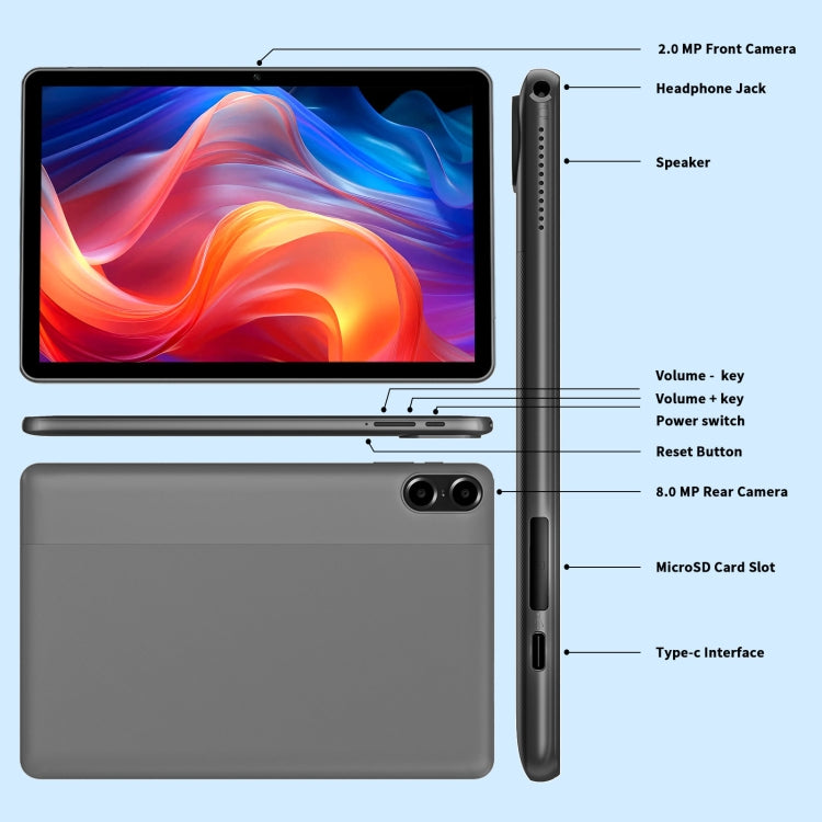 Tableta VASOUN E10 WiFi de 10,1 pulgadas, Android 14 Allwinner A523 Octa Core, versión global con Google Play, E10