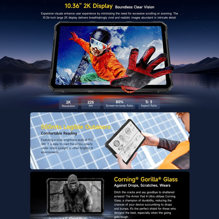 Tableta resistente Ulefone Armor Pad 4 Ultra versión térmica, 10,36 pulgadas, Android 14, MediaTek Dimensity 6300 Octa Core, red 5G, enchufe de la UE, Armor Pad 4 Ultra Thermal Imaging