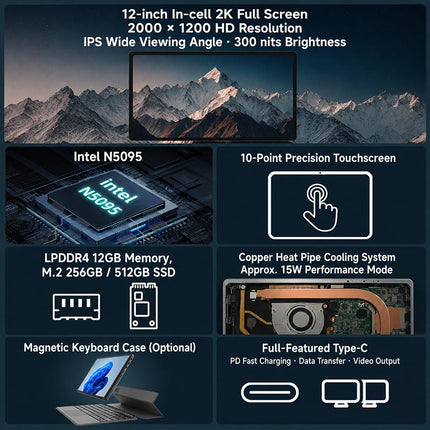Jumper EZpad V12 Pro Tablet PC 12GB RAM 512GB SSD Pantalla 12 Pulgadas Windows 11