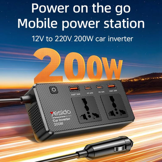 Yesido VC07 Inversor Para Coche 200W CA 220V Portátil