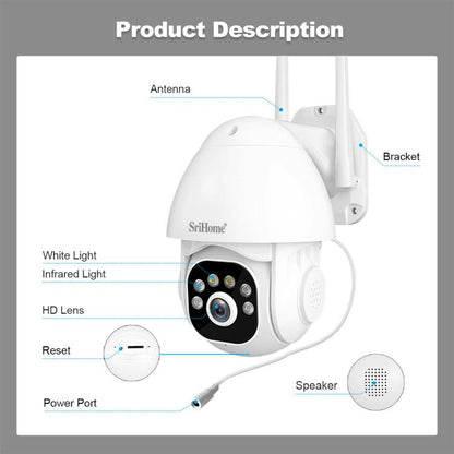 SriHome NVS001E-IPC039B Sistema de cámaras inalámbricas 5MP