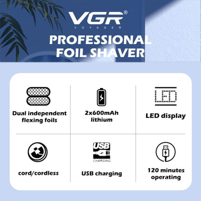 VGR V-352 Afeitadora Eléctrica Portátil Láminas Titanio