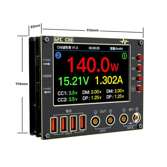 I2C C09 Amperímetro Digital Dos Canales Medición De Voltaje De Onda