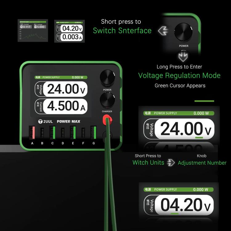 2UUL PC01 Power Max 200W Cargador Multipuertos Voltaje Ajustable