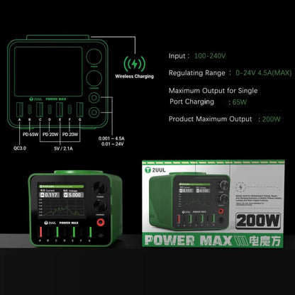 2UUL PC01 Power Max 200W Cargador Multipuertos Voltaje Ajustable