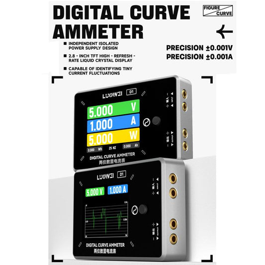 Luowei LW-D1 Amperímetro Digital De Curva Pantalla TFT De 2,8 Pulgadas